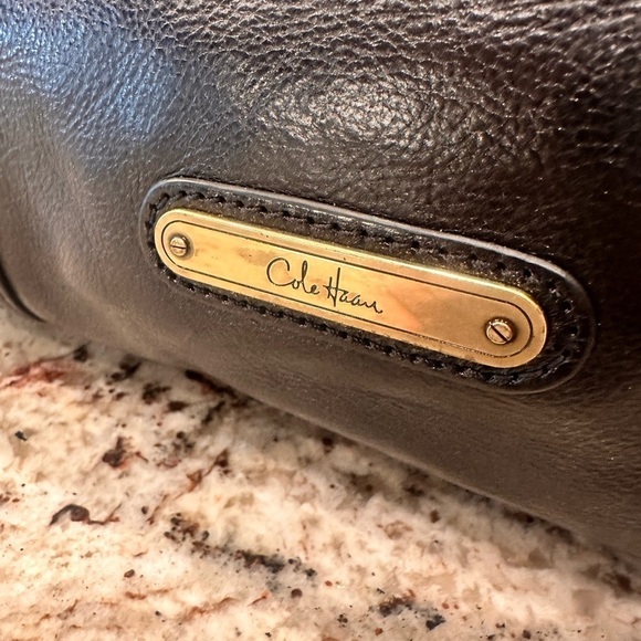 Cole Haan vintage black genuine leather purse bag shoulder straps western moto - Picture 2 of 16